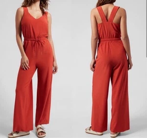 Mono Athleta Savannah Talla 2 Rojo Grosella Cuello en V Pierna Ancha Atletismo Viaje - Imagen 1 de 13