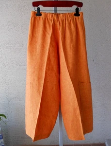 Bryn Walker Womens Size S/6 Linen Casbah Wide Leg Cropped Cargo Pants Orange - Picture 1 of 7