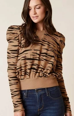 Sudadera Pullover Free People Para Mujer Combo Natural Bronceado Zaza Estampado Cebra Talla L Foto 1 de 4