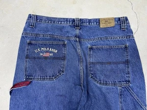 US Polo Mens Carpenter Jeans Pants Distressed Baggy Wide Leg Size 40x30 (38x30) - Picture 1 of 9