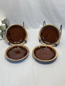 Set Of 4 Vintage Hull Small Dessert Bowl 7 Inch Brown Drip Glaze USA Pottery - Picture 1 of 11