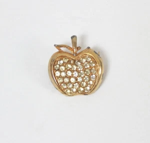 Broche Pomme à strass - Picture 1 of 5