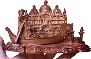Venice, Italy San Marco Basilica Gondola Souvenir Sculpture, Made in Italy - Picture 1 of 2