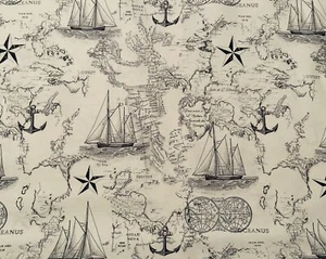 Nautical, White, Table Runner, Dresser Scarf, 42”L X 14”W Unlined, Hemmed Edges - Picture 1 of 1
