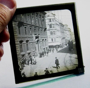 Liverpool street scene tram antique photo magic lantern slide #015 - Picture 1 of 1
