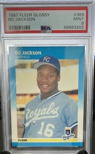 1987 Fleer Glossy BO JACKSON RC #369 PSA 9 “MINT” Kansas City Royals NEW LABEL