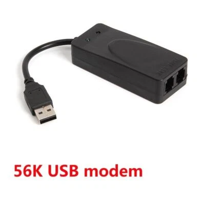 Módem de datos de fax de voz de acceso telefónico externo USB 56K con dos puertos RJ11 para Windows 7 8 - Imagen 1 de 4