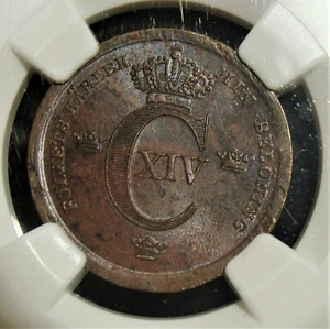 Sweden: KARL XIV JOHAN (1818-1844) STOCKHOLM. 1/3 Skilling 1835. NGC MS64 BN. - Picture 1 of 4