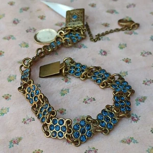 Michal Negrin Bracelet Dark Blue Dainty Floral With Swarovski Crystals Gift Box - Picture 1 of 14