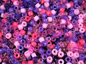 Pony Beads 2500pc Pink/Purple Mix 6x4mm Bulk Pack Hair DIY Jewelry - Picture 1 of 2