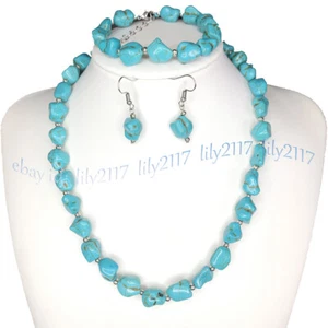 10x14mm Irregular Azul Turquesa Pepita Cuentas de Piedras Preciosas Collar Pulsera - Imagen 1 de 12