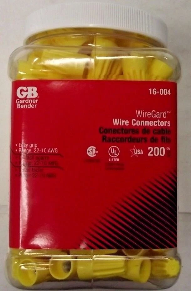 Gardner Bender 16-004 Yellow  Wire Connectors 200 Pack USA - Image 1 of 1