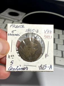 1865 A France 5 Centimes - Picture 1 of 2