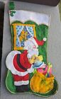 HTF FINISHED Vintage 1970'S Bucilla  Night Before Christmas Stocking Completed