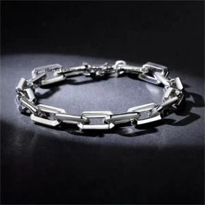 5mm Pure Platinum 950 Rolo Link Chain Men Women Bracelet Bangle 9.86g/7.7inch - Picture 1 of 4