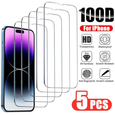 Screen Protector For iPhone 17 16 16E 15 14 13 12 11 Pro XS Max X Tempered Glass - Image 1 of 4