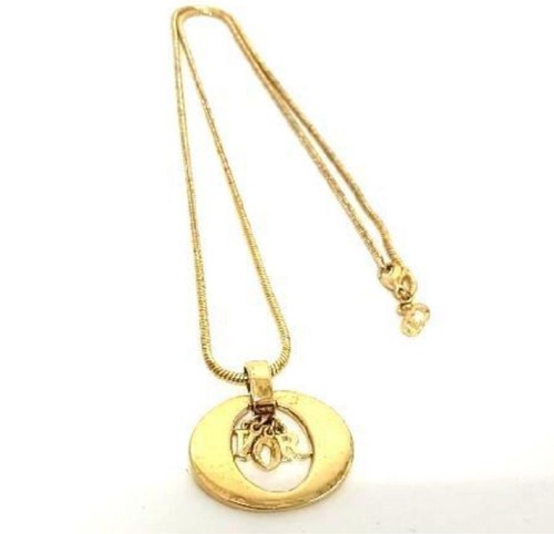 Christian Dior Collana Lunga Trotter CD Logo Catena Lunghezza 52 cm Oro Donna