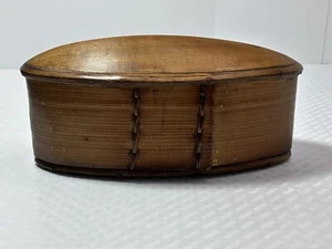 Thai AKHA Hill Tribe Bamboo Mulberry Wood Oval Tobacco Box 4.5” - Picture 1 of 12