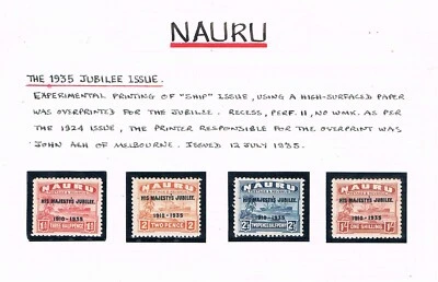 Nauru 1935 - Impresiones experimentales de números jubilares en números de carguero Foto 1 de 2