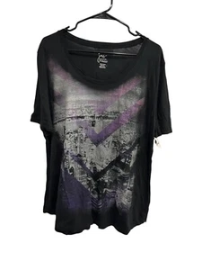 Just My Size Hanes NWT Graphic Black Purple Cityscape Print Short Sleeve Sz 2X - Picture 1 of 10