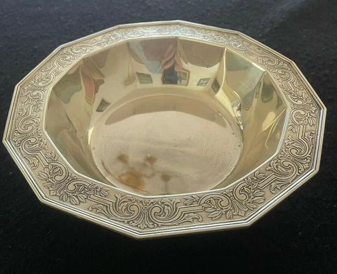 Antique Tiffany & Co Makers Ornament Chased Sterling Silver Bowl Cover