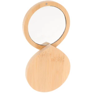 Bambus Handheld Mirror Fräulein Reisen Mini Schminkspiegel Handspiegel - Bild 1 von 12