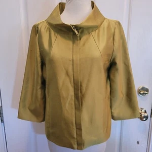 Nueva chaqueta de seda verde Chartreuse para mujer talla 0 pequeña contemporánea defectuosa - Imagen 1 de 10