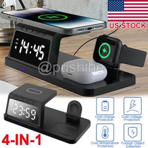 4-in-1 Fast Wireless Charger Station Dock For Apple Watch iPhone 16 15 Pro Max - Picture 1 of 12
