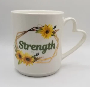 Sunflower "Strength" Inspirational Coffee Mug God Is Our Refuge Angelstar - Picture 1 of 7