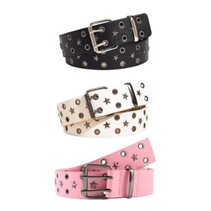 Grommet Waist Belt Buckle Cool Punk Studded Belt Star Charm Grunge Grommet - Picture 1 of 17