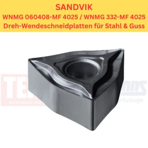 10 x SANDVIK WNMG 060408-MF 4025 für Stahl & Guss !NEU, mit Rechnung! - Picture 1 of 1