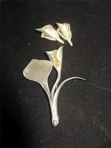 Anton Michelsen Sterling Denmark Lily Brooch Broach Earrings Nougie Rougie - Picture 1 of 1
