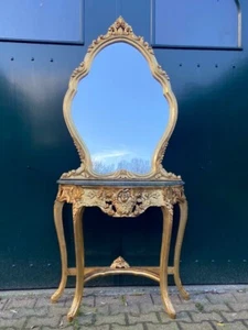 Console with Mirror - 1920s Louis XVI French Antique Marble Top - Picture 1 of 10