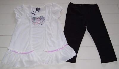 Rosa y Violeta 2 Piezas Marfil Cuentas Corazón Imitación Suéter Top Negro Leggings Conjunto 5 Foto 1 de 4