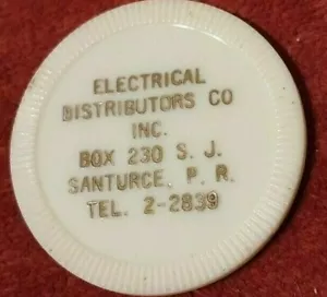 Ficha Val ELEKTROVERTEILER SANTURCE San Juan Puerto Rico Wertmarke Almud Weiß - Bild 1 von 2