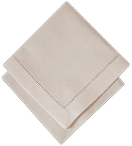 JCP JC Penney Hemstitch Fabric Napkins Set of 6 Light Beige 19x19 Easy Care - Picture 1 of 8