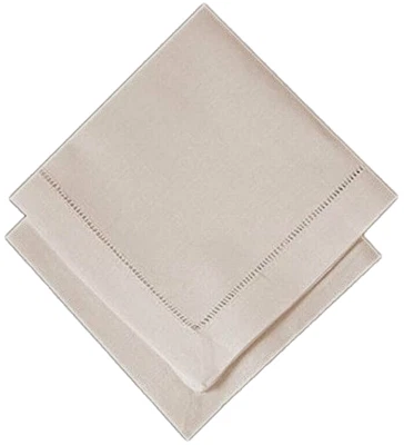 JCP JC Penney Hemstitch Fabric Napkins Set of 6 Light Beige 19x19 Easy Care - Image 1 of 4