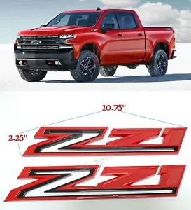 2 piezas emblema Chevy Silverado Z71 2019-2023 fabricante de equipos originales guardabarros rojo brillante negro 84632695 - Imagen 1 de 4
