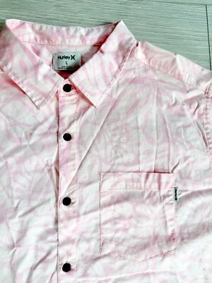 Camisa Hurley One and Only Lido Para Hombres Grande Rosa HAWAIANA Elastizada Botón CAMISA NUEVA CON ETIQUETAS Foto 1 de 4