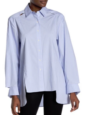 Blusa BCBGMAXAZRIA a Rayas Manga Larga Alta-Ba Azul 2XS NUEVA CON ETIQUETAS $178 Foto 1 de 4