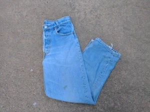 Vtg Levis Jeans Size 28x30 Student Fit USA Made Denim 701 Blue Distress Fade - Picture 1 of 16