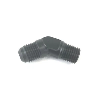 Aluminum Fitting Adapter 6AN Male end to 1/4NPT Male end 45 Degree Black - Picture 1 of 7