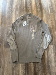 American Rag Sweater Mens XL Gray Military Shoulder Tabs Pockets Cotton NWT - Picture 1 of 11