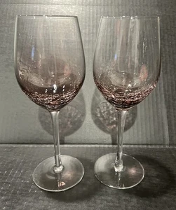 Coppia di bicchieri da vino rosso Pier 1 SPLENDIDI viola ametista crackle glass 2" 🍷 - Foto 1 di 8