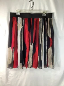 Vintage Pleated Striped Midi Skirt Women’s L Red Preppy 80s 90s - Picture 1 of 9