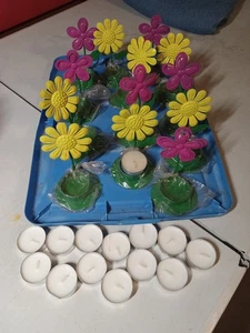 lote todo candelabro metal candelabro conjunto amarillo margarita rosa flor con velas - Imagen 1 de 3