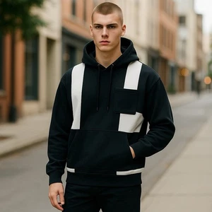 ATMOS-TOKYO - FELPA PULLOVER 5 PANNELLI CON CAPPUCCIO - Nera, Nuova con etichette - Taglia XL - Foto 1 di 3