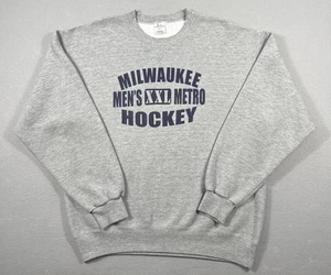 Vintage M.J. Soffe Sweatshirt Mens Large Gray Milwaukee Hockey Crewneck Graphic - Picture 1 of 7