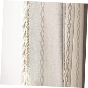 Boho Curtains 72 inches Long with Tassel for 52"W x 72"L (Pack of 1) White - Picture 1 of 7
