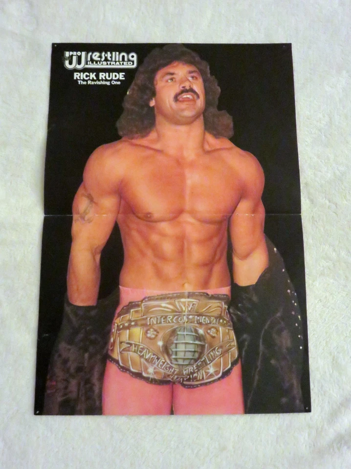 Póster pinup de lucha libre RAVISHING RICK RUDE de colección excelente estado WCW WWF Foto 1 de 4